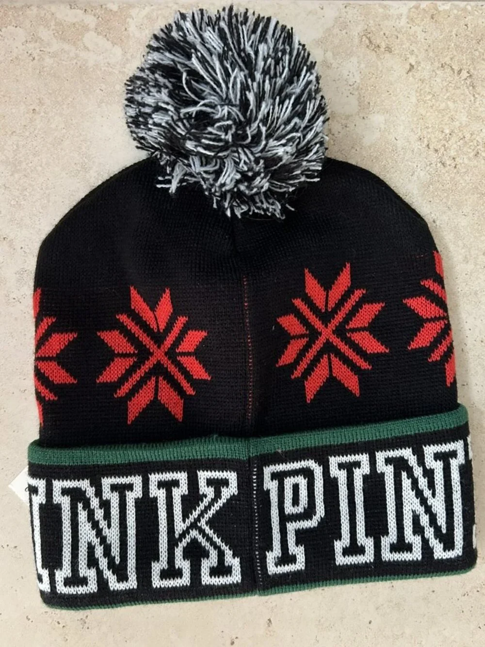 Victoria's Secret PINK Rib Winter Beanie Hat Cap in Black Red White